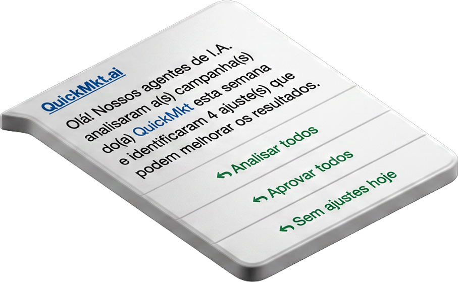 Mensagem de WhatsApp para gestão de campanhas no Google Ads